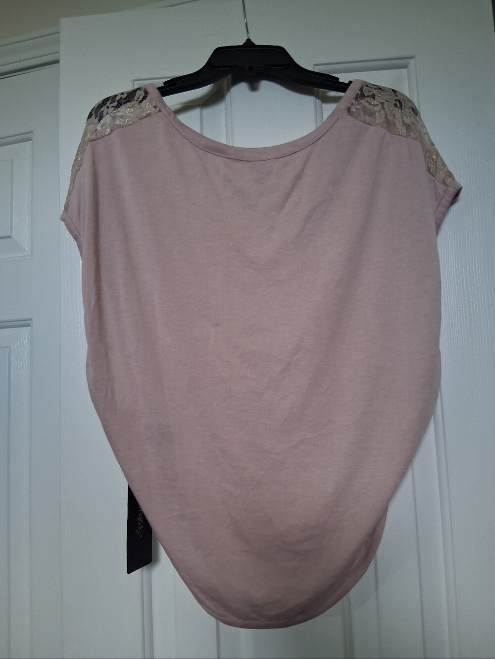 Rhapsody Blush Pink Lace-Trim Short Sleeve Tee